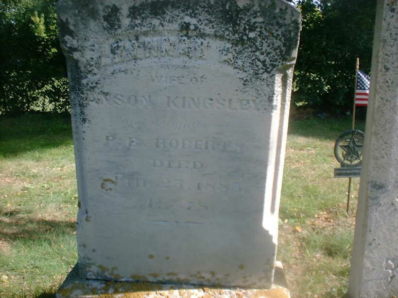 Picture of Hannah (Roberts) Kingsley's tombstone