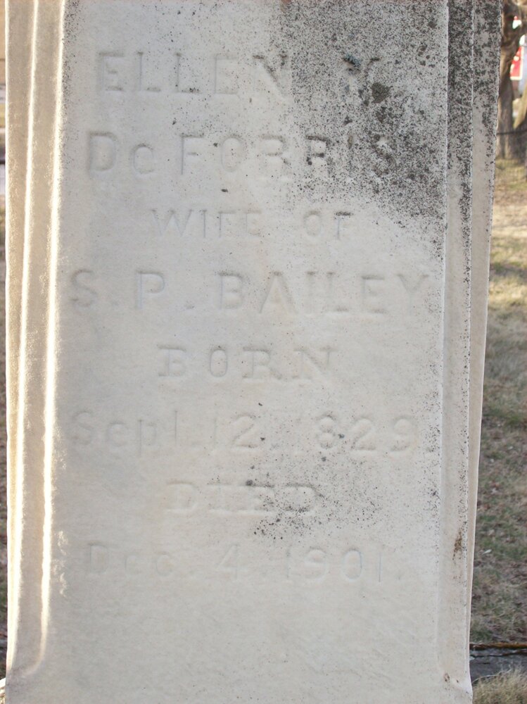 Picture of Ellen M. (DeForris) Bailey's tombstone inscription